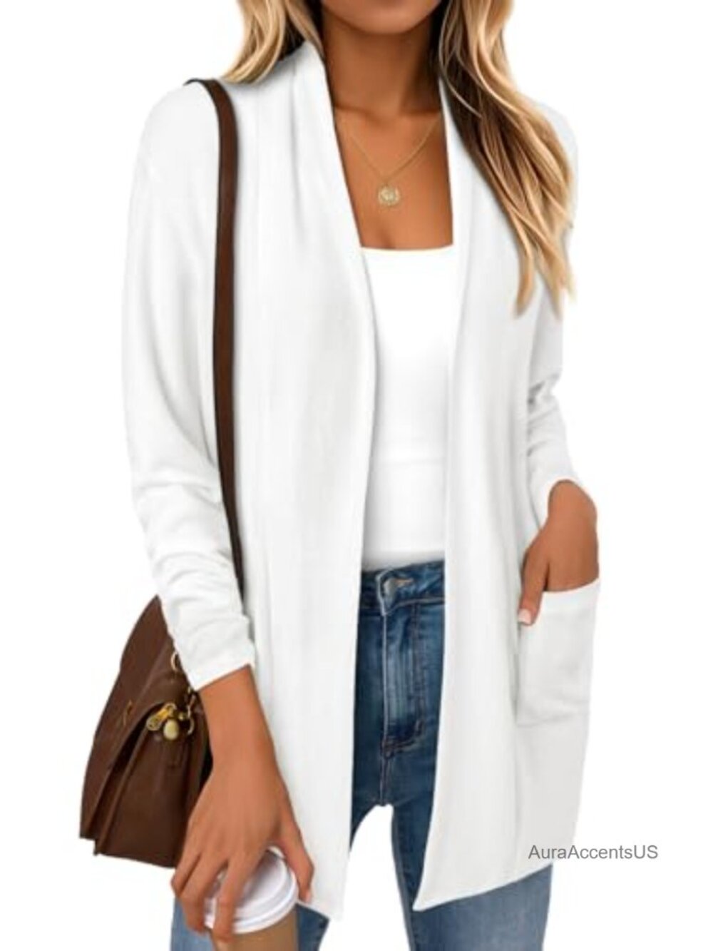 Women's Lightweight Knit Cardigan, Soft Regular Fit Long Sleeve Sweater